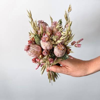Trockenblumenstrauß rosa, grün | Mooie Tijd